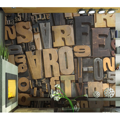 Wooden Letters 3.09m x 400cm Wallpaper