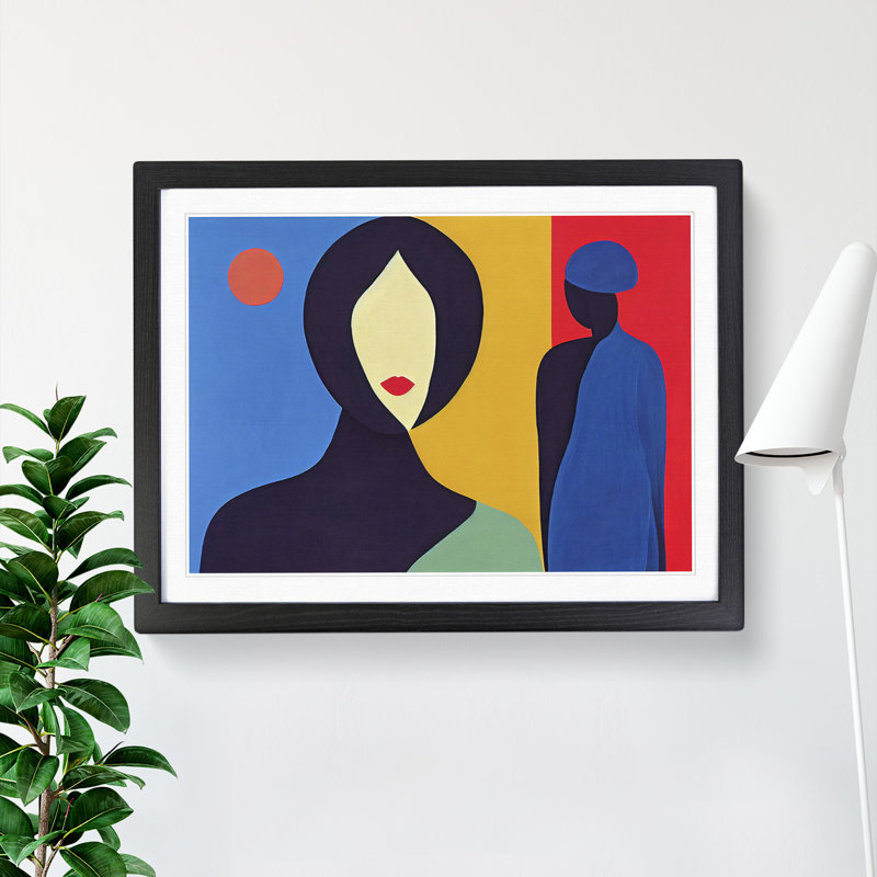 Two Women Abstract Vol.4 1 Piece Single Picture Frame Wall Art, 25cm H x 34cm W x 2cm D, Black Framed