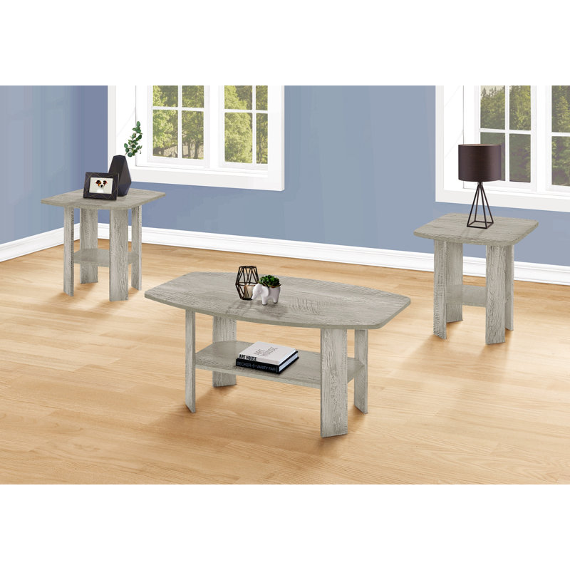 Ensemble de table, ensemble de 3 pièces, café, bout, côté, décor, salon, stratifié gris, transitionnel, Gris