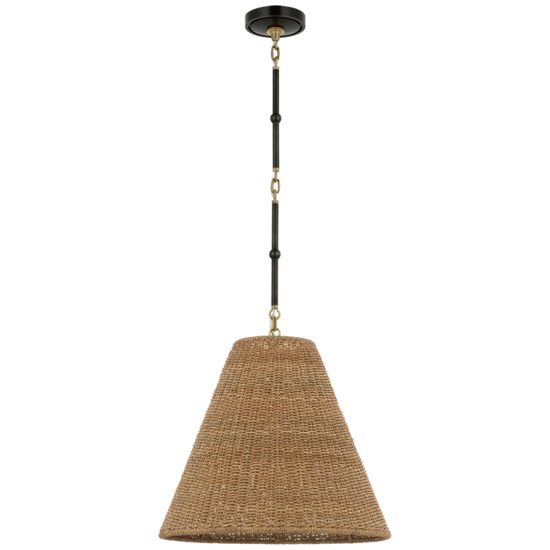 Goodman Pendant by Thomas O'Brien, 12.75" H x 15" W x 15" D, Toast, Bronze/Hand Rubbed Antique Brass