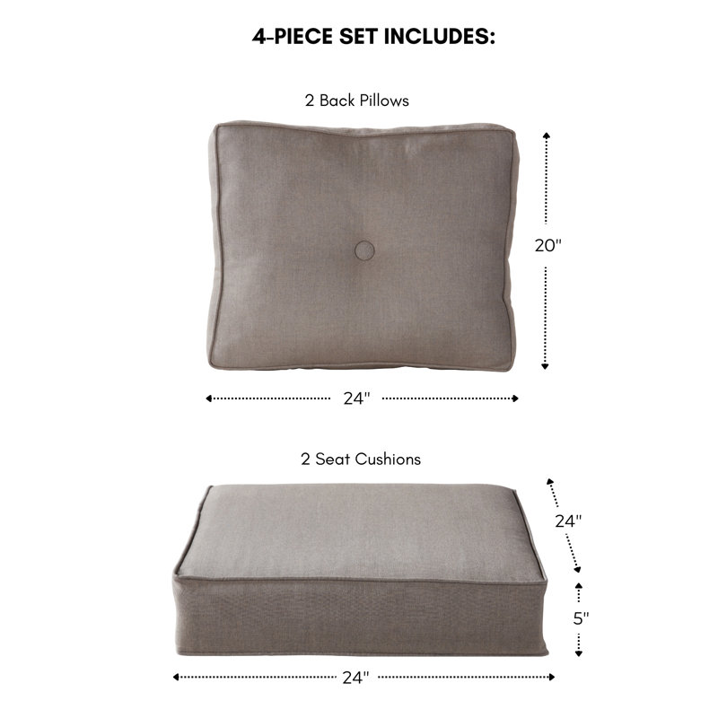 Sunbrella 4-Piece Deep Seat Cushion Set, Cast Shale