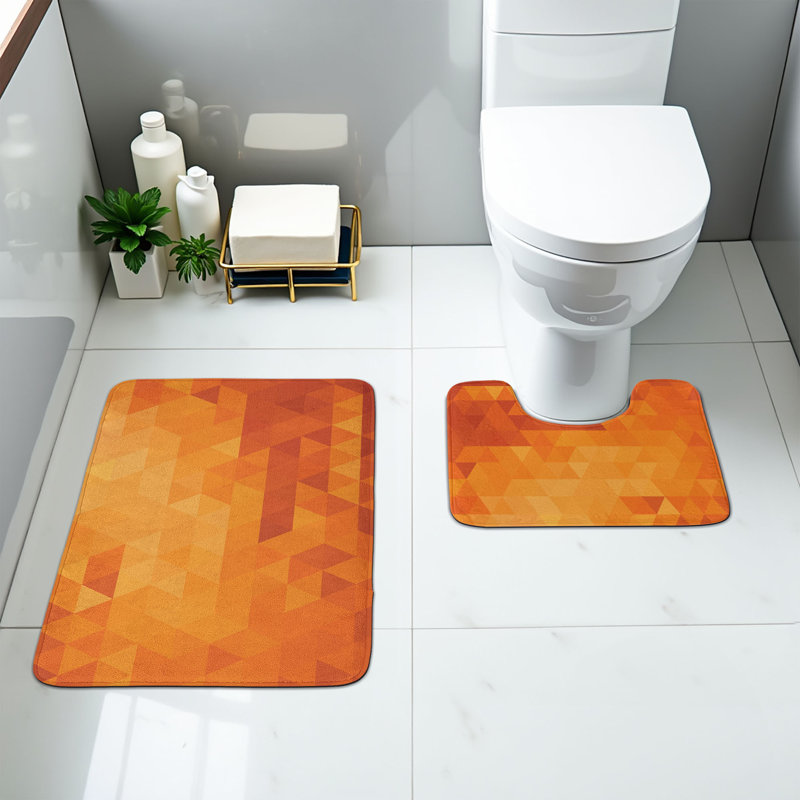  Burnt Orange Bathroom Rug Set 2 Pieces Rectangle & Contour Mats Burnt Orange