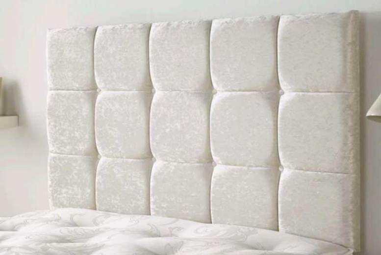 Upholstered Velvet Headboard, Super King (6'), Cream