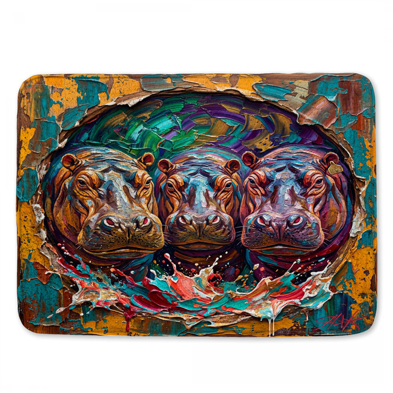 Tapis de bain Three Hippos, 24in W x 17in L