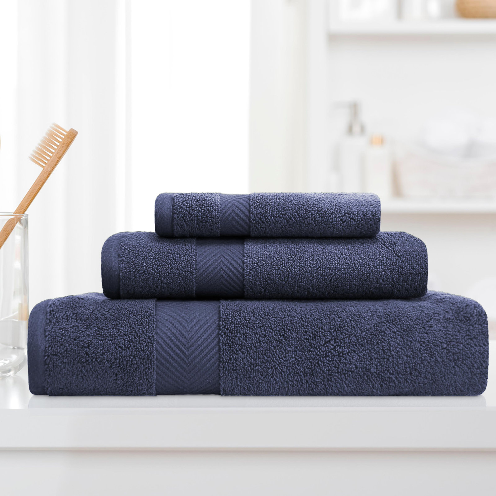Hamachi 3-Piece Cotton Towel Set, Midnight Blue