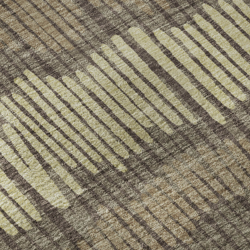 Tapis brun Prisco lavable à la machine de qualité supérieure, Rond 8 pi