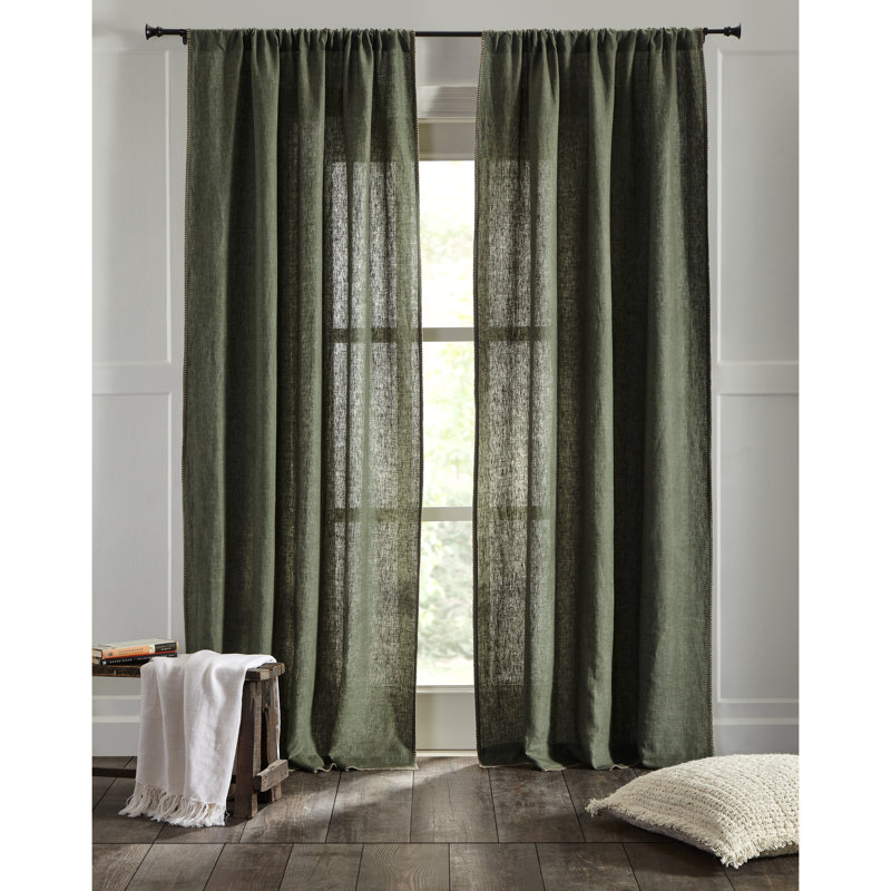 Rideau simple semi-transparent Brody, Chou frisé, l 50 po x L 96 po