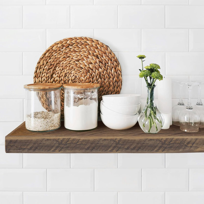 Handmade Reclaimed Wood Floating Shelves With Hidden Brackets - Solid Rustic Wall Shelves For Home Decor - Sturdy & Easy To Install
