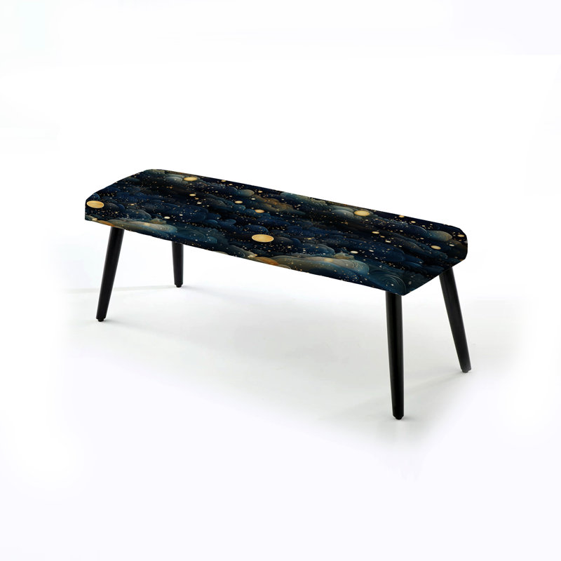 Midnight Indigo Galactic Pattern - Abstract Upholstered Black Bench