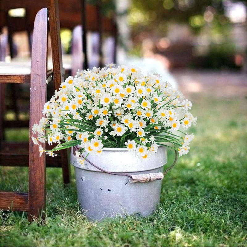 4 faisceaux de marguerites artificielles pour l'extérieur, Blanc
