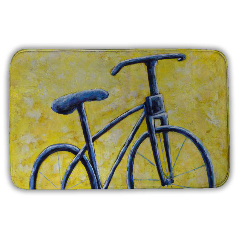 Blue bike abstract Bath Mat with Non-Slip Backing - Quick Dry Memory Foam Bathroom Rug - Absorbent - Modern Plush Spa-Style - Machine Washable