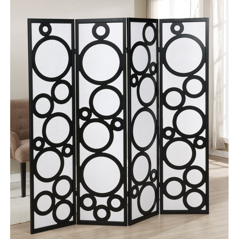 Pliant en bois massif à 4 panneaux l 69,50 po x H 70,50 Degen, Noir