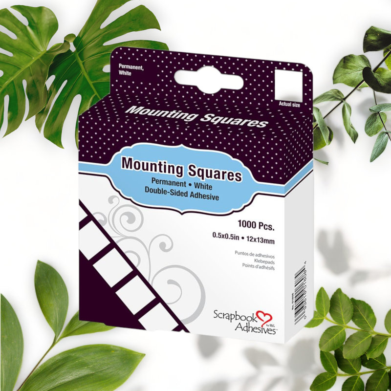 White Permanent Mounting Squares, 1000 Pack