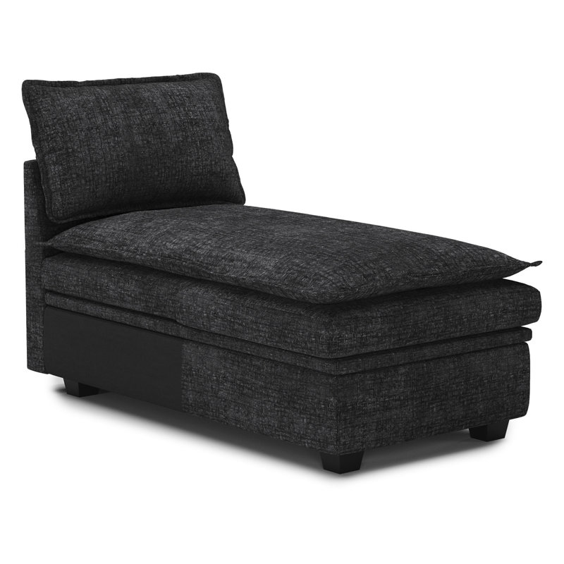 Méridienne avec rangement Luna Chenille, Chenille noir