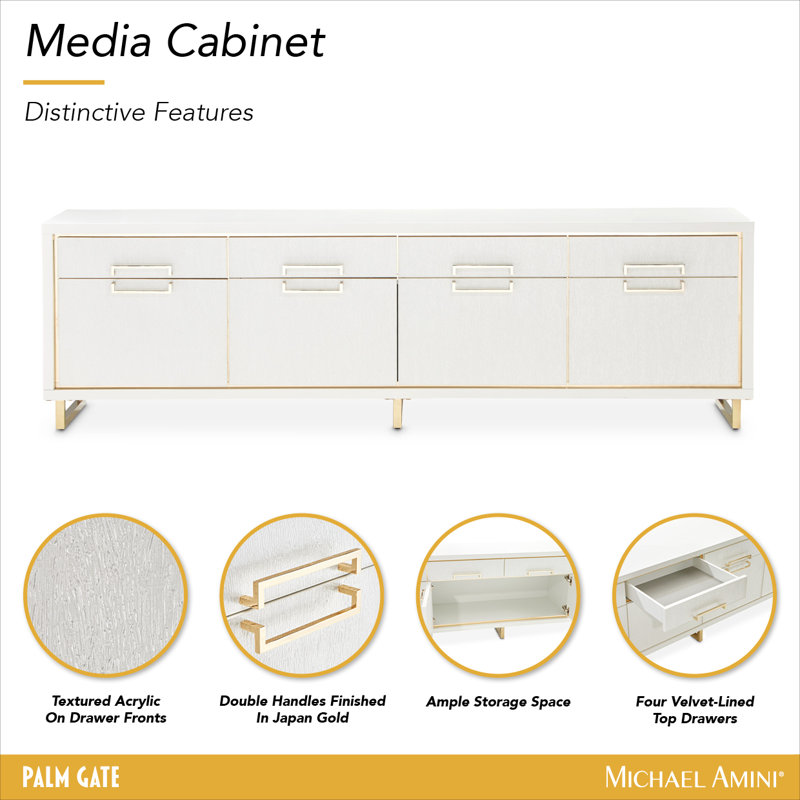 Palm Gate Media Cabinet - Cloud White