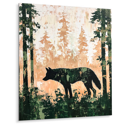 «Forest Wolf Guardian of the Woods I», reproduction d'art en métal animaux, loup