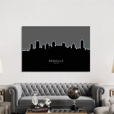 «Nashville Tennessee Skyline» par Michael Tompsett, impression sur toile tendue