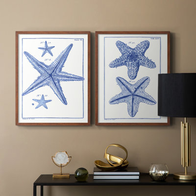 Blue Sea Stars III - reproduction encadrée de qualité supérieure - prête à être accrochée - aucun clou requis - aucun clou requis