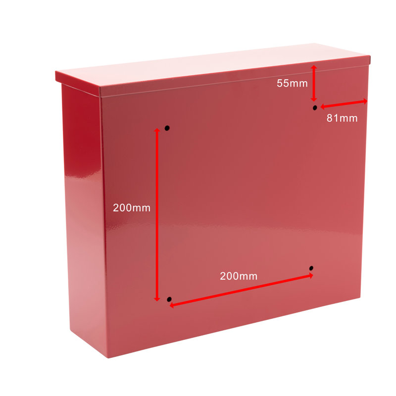 Elegance Wall Mounted Galvanised Steel Lockable Weatherproof Post Box - 36x31x10cm, Red