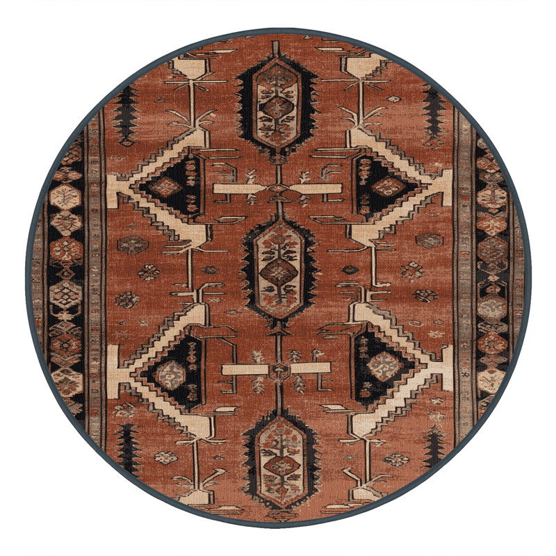 Tapis brun lavable à la machine, Rond 7 pi