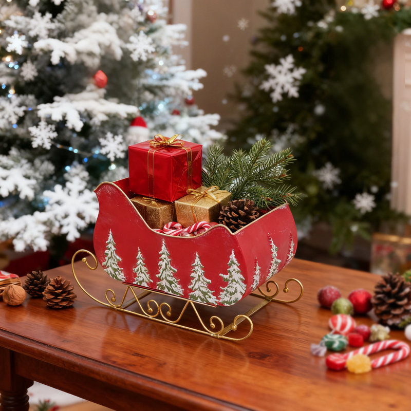 Décoration de traîneau de père Noël rétro - traîneau de Noël pour décor de table et de manteau de cheminée