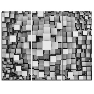 Cubes noir et gris-ensemble de 3 impressions sur toiles tendues