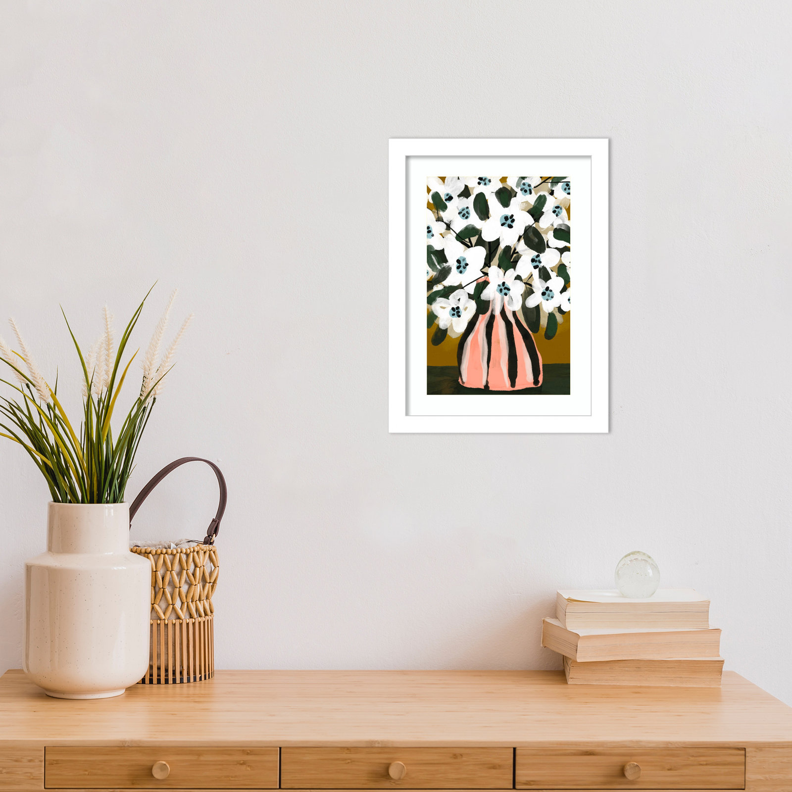Galya "Pastel Flower Impression No. 9" Print, White, 13" H x 10" W
