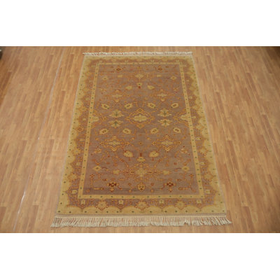 Oushak Turkish Area Rug 7x10 Ft Handmade Transitional Oriental Light Purple / Grey Wool Carpet