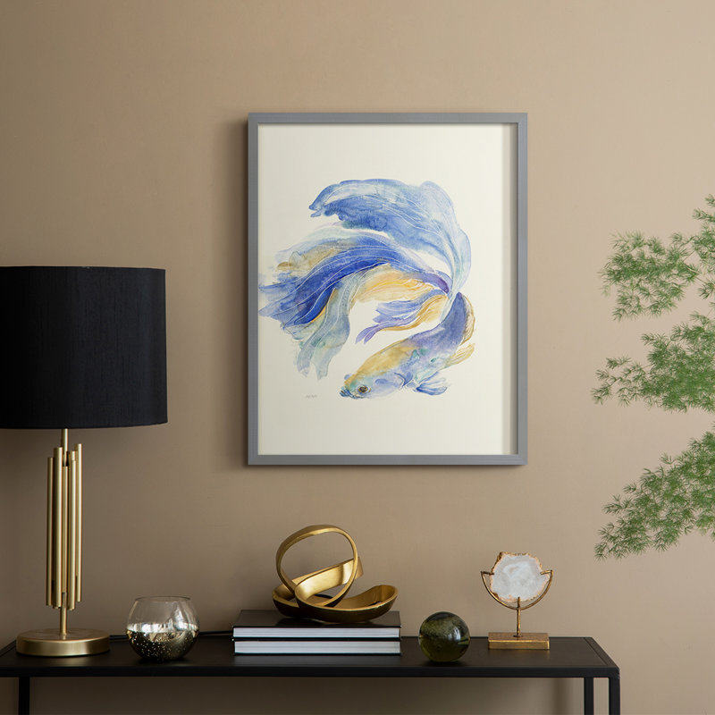 Reproduction encadrée Betta II - bois massif, H 15 po x l 12 po, Gris