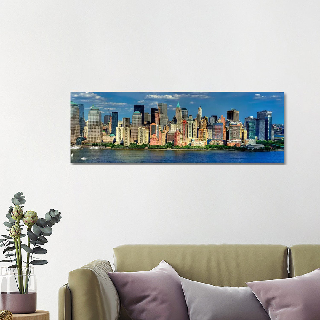 New York Panoramic Skyline Cityscape (Manhattan) - Wrapped Canvas Panoramic Graphic Art