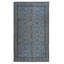 Tapis de couleur bleue noué à la main 5,4 x 9,3 pi, motif floral turc moderne