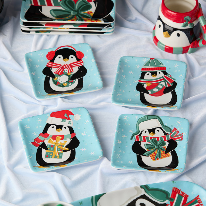 Ensemble d'assiettes canapés Christmas Whimsy Penguin