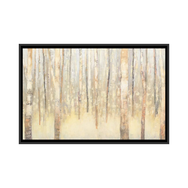 «Birches in Winter I», reproduction d'art sur toile tendue, H 18 po x l 26 po x P 1,5 po, Toile avec cadre noir
