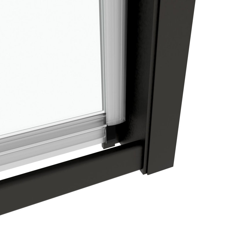 Black Framed Pivot Shower Door with Clear Glass