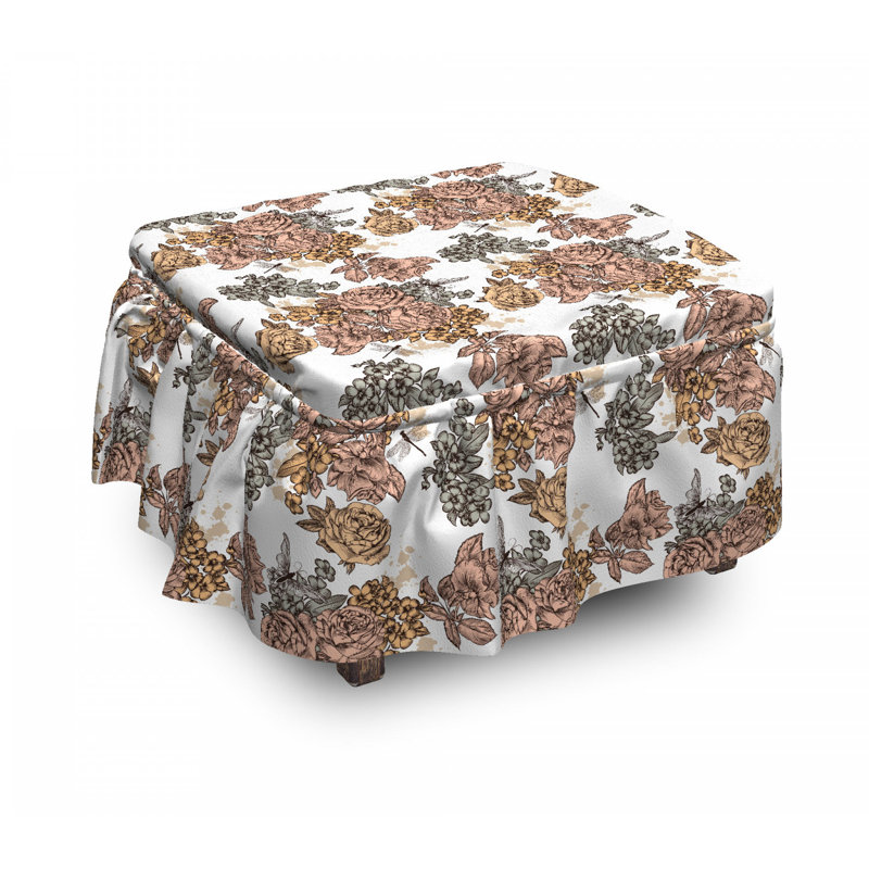 Housse pour repose-pieds rose victorian romantique