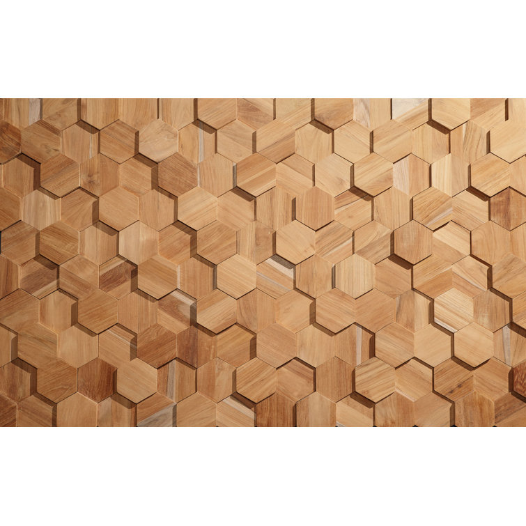 Teak wood tiles on plastic grid - 30x30cm, FSC®-100%