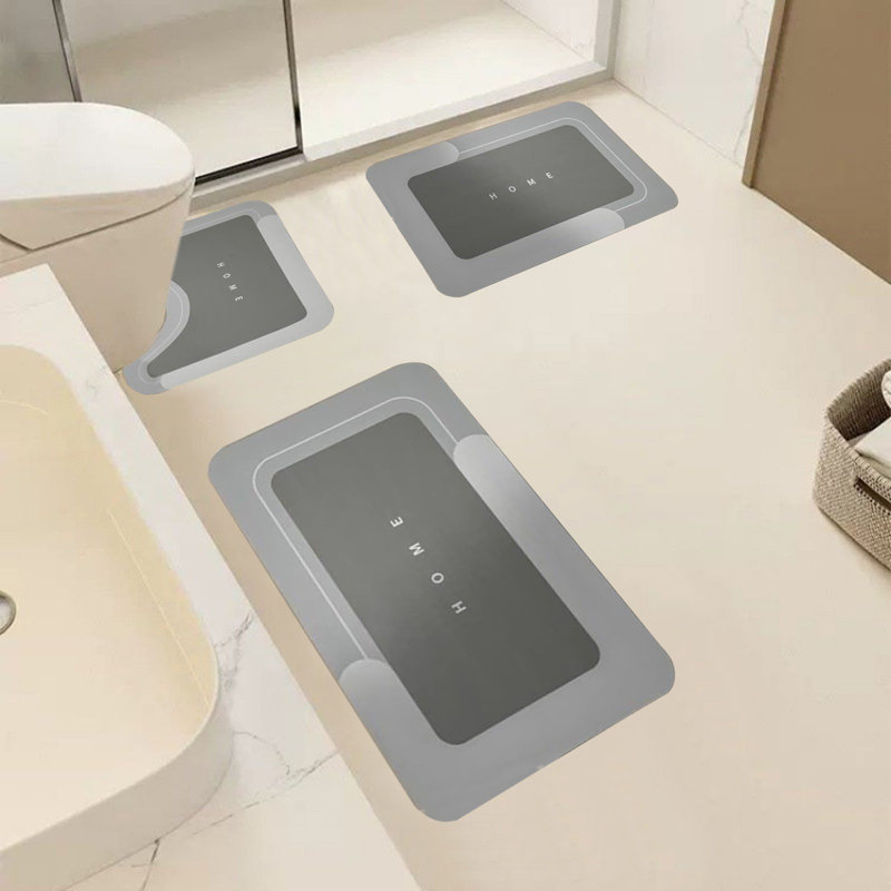 Ensemble de tapis de salle de bain 3 pièces, Gris foncé