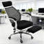 Fauteuil de bureau inclinable et pivotant à dossier haut avec repose-pieds rétractable, appui-tête et accoudoirs rembourrés