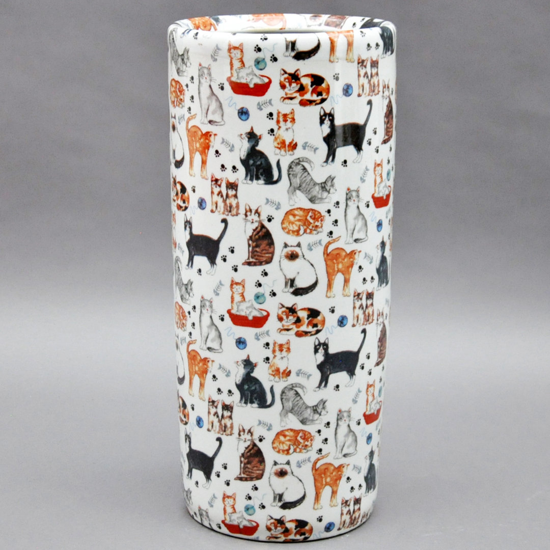Cowen Hand-Finished Ceramic Freestanding Umbrella Stand – Vintage Glazed Design, Elegant Décor for Hallways or Entryways