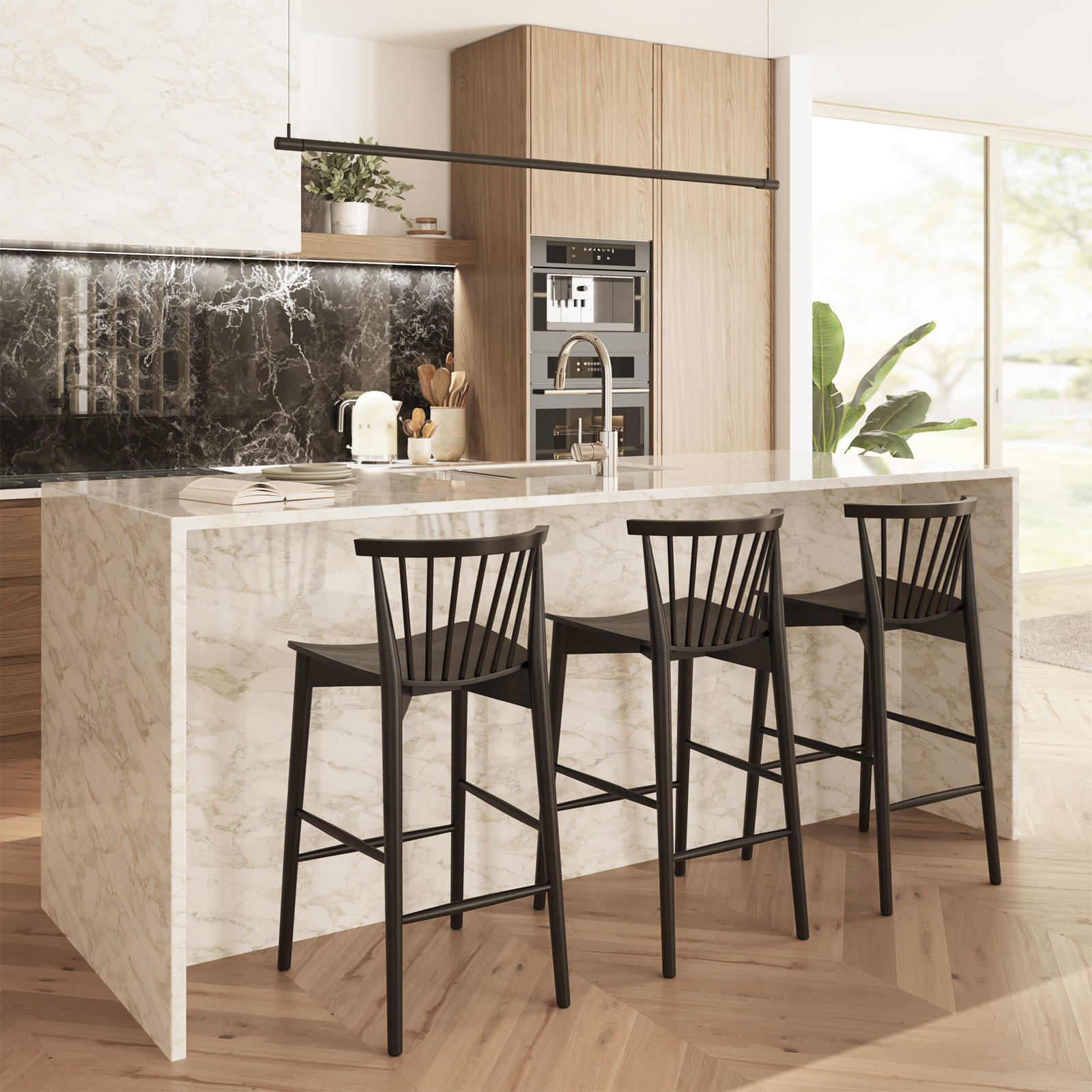 Tybee 25" Bar Stool, Black