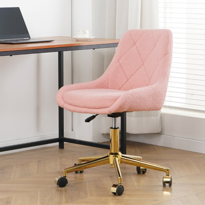 Chaise de salle à manger moderne en tissu molletonné avec pieds dorés, douce et confortable, réglable en hauteur, pratique pour la liberté de mouvement, peu encombrante. (Ensemble de 1)