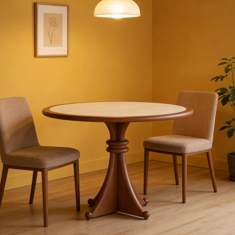 Brown Small-sized Multi-functional Round Table, 29.52"H x 43.3"L x 43.3"W