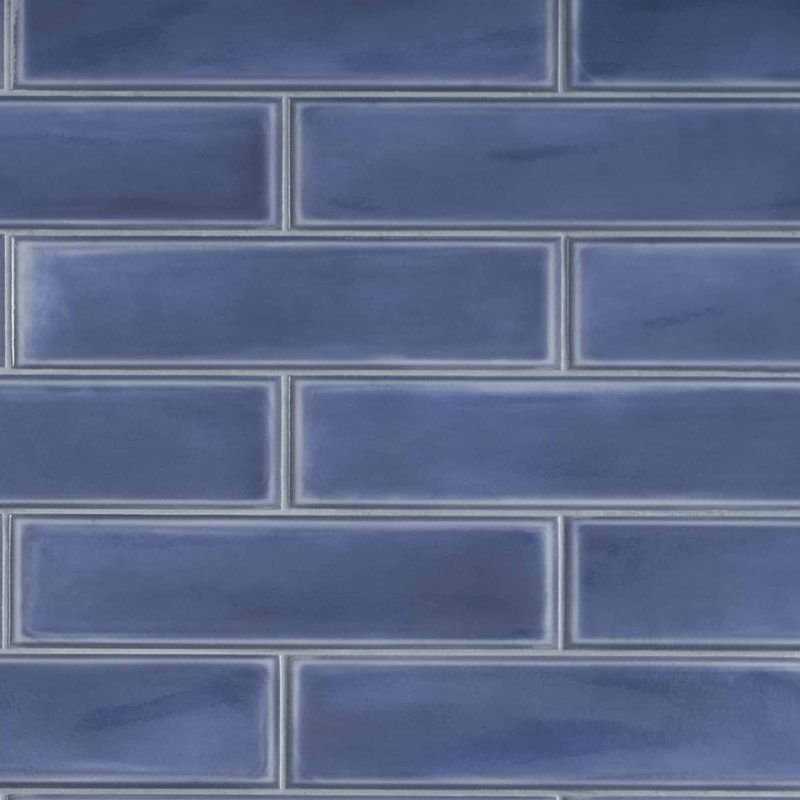 Stacy Garcia ArtBlock 4x16 Glossy Porcelain Tile, Denim Blue