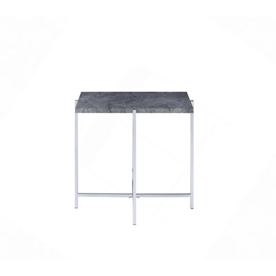 Faux Marble Top & Chrome Finish End Table
