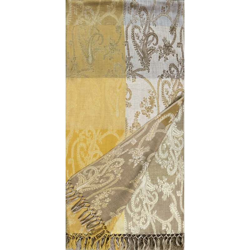 Hand Woven Throw Blanket, Gray/Gold
