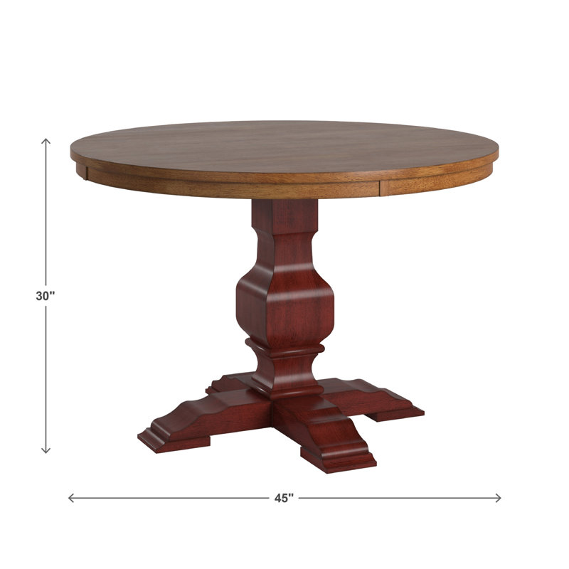 Fortville Round Solid Wood Dining Table, Antique Berry