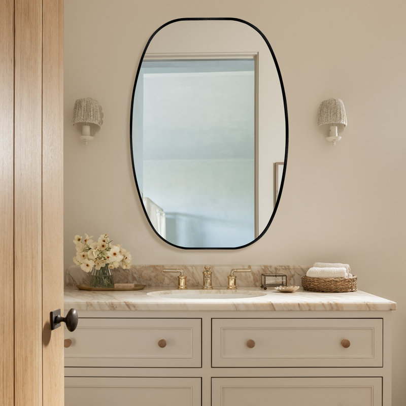 Miroir de salle de bain ovale, Noir, H 40 po x l 30 po