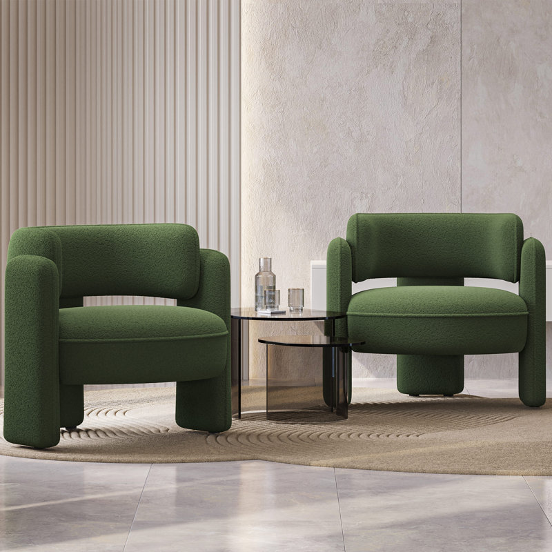Chaise d'appoint moderne, canapé simple rembourré pour le salon, Polyester vert tissé