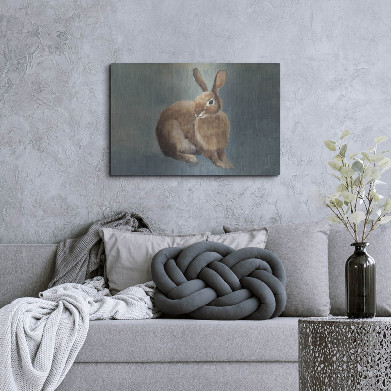 Art mural en métal luxueux «Country Hare 3» par Julia Purinton, H 24 po x l 36 po