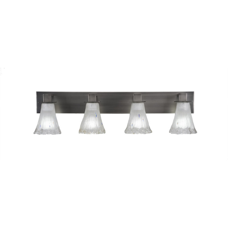 Apollo 4 Light Bath Bar Shown In Graphite Finish With 5.5" Fluted Frosted Crystal Glass